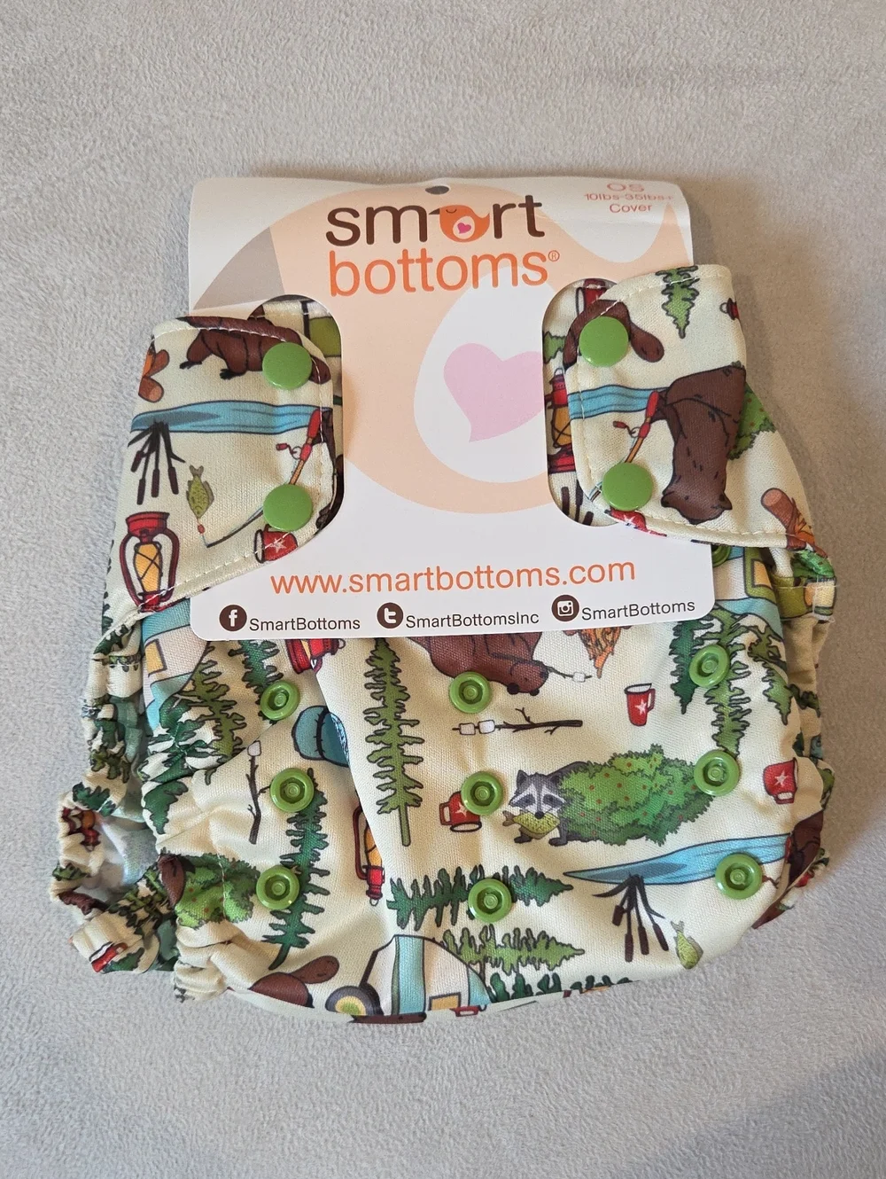 Smart Bottoms Baby Camping Print Cloth Diaper Cover - One Size (10lb-35lbs+)
